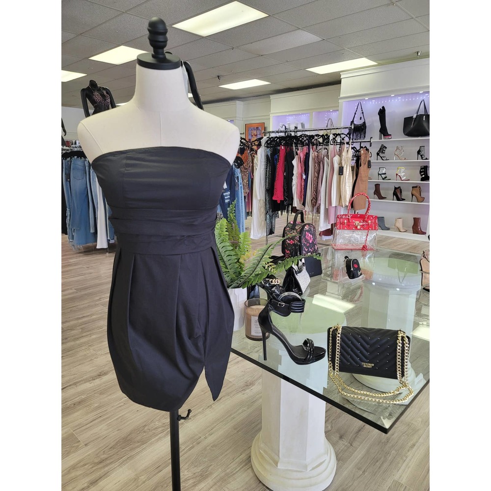 Trendy Strapless Black Dress